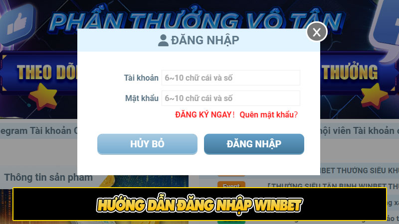 Hướng dẫn đăng nhập Winbet